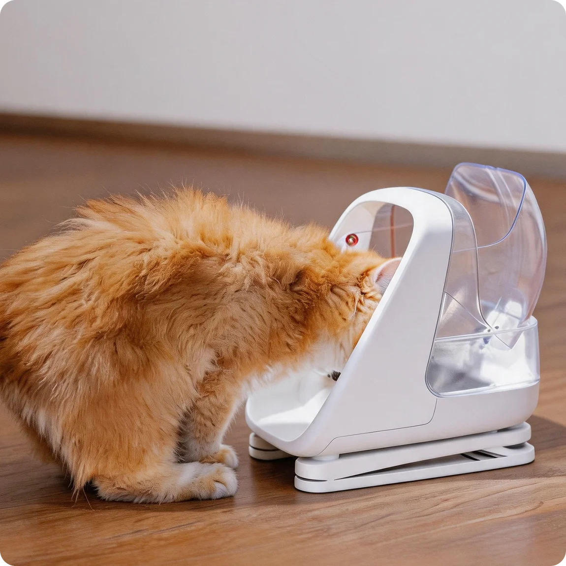 Cat using the ePawDen feeder with the Tilt Riser