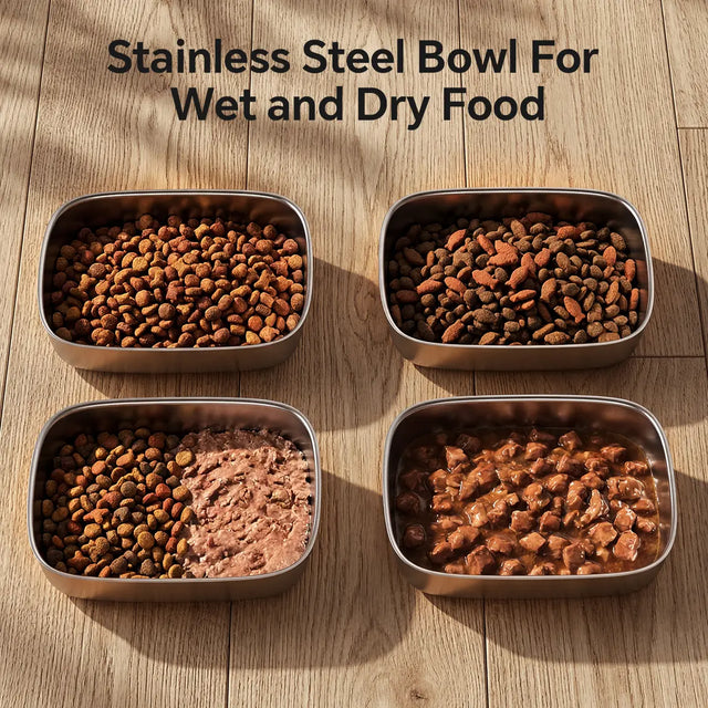 Stainless steel bowls for wet and dry food in the ePawDen Microchip Pet Feeder
