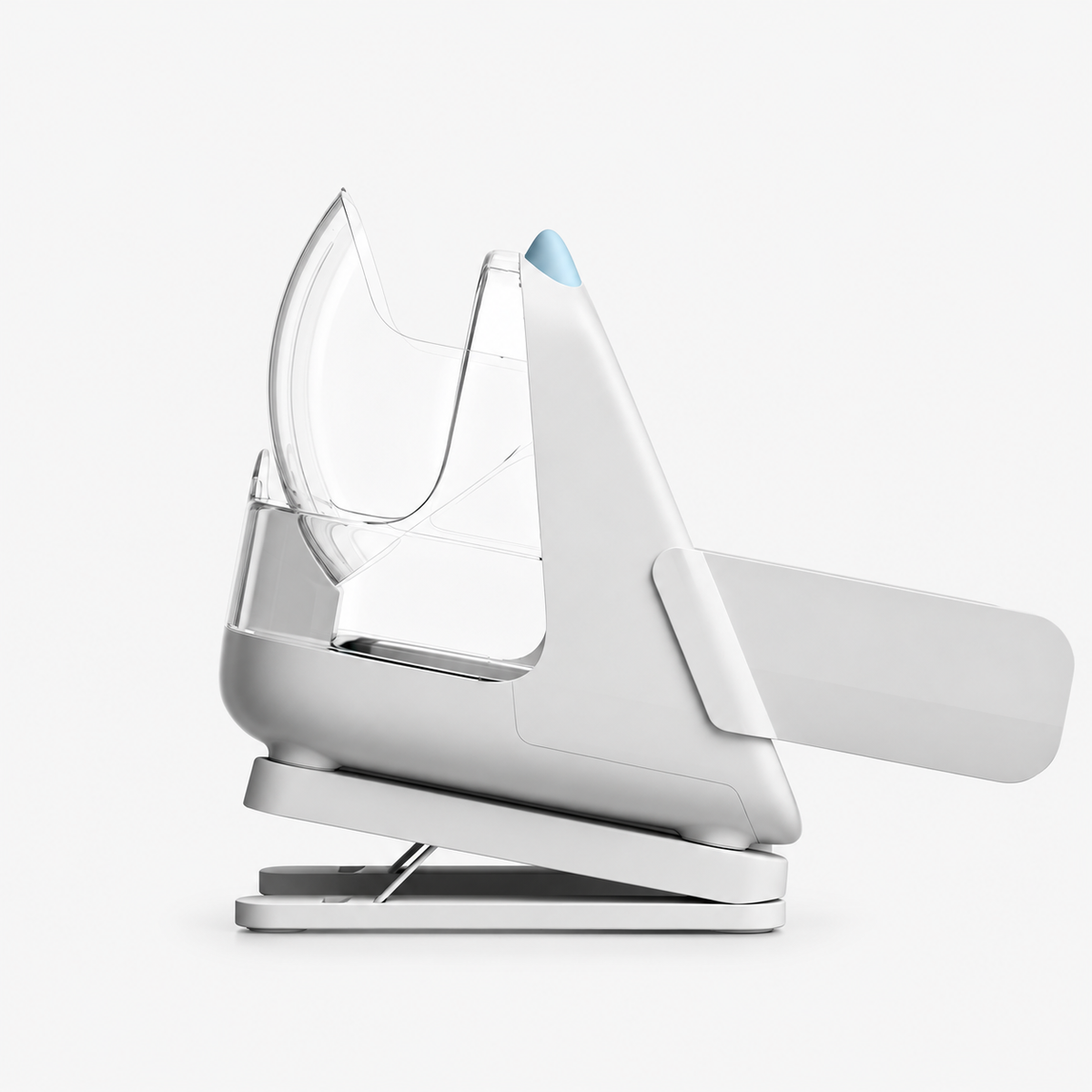 ePawDen feeder with tilt riser, side guard and blue decorative ear
